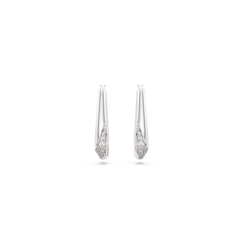 swarovski classica hoop earrings  round cut  small  white  sterling silver