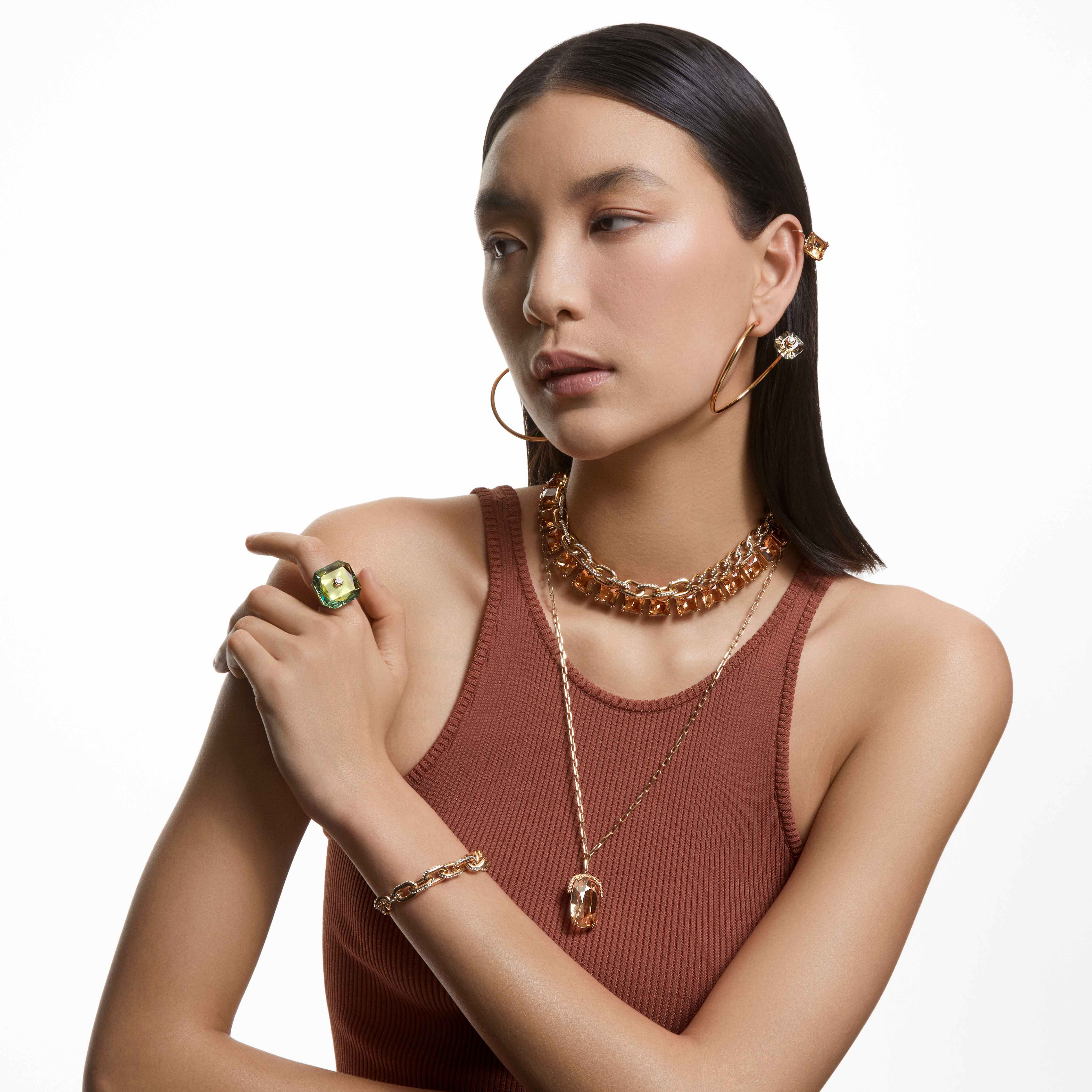 swarovski dextera bracelet   pav  crystal  gold tone plated