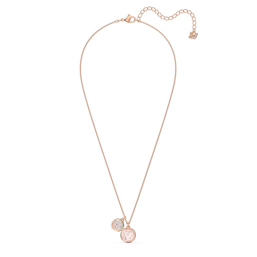 Tahlia Doble Pendant, Pink, Rose-gold tone plated