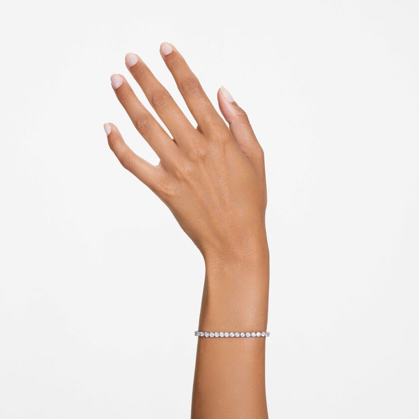 swarovski matrix tennis bracelet  round cut  white  rhodium plated