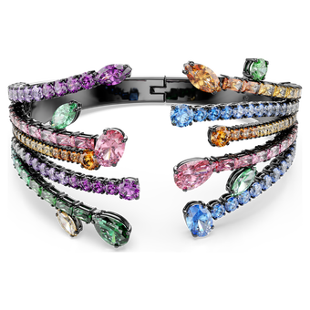 swarovski matrix bangle  mixed cuts  bouquet  multicolored  ruthenium plated