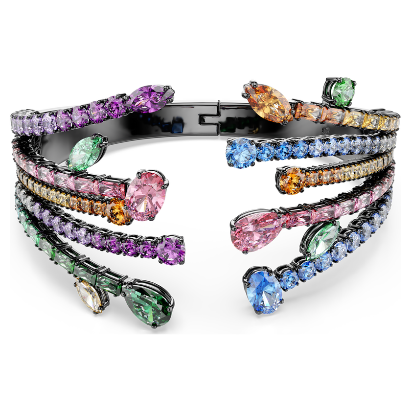 swarovski matrix bangle  mixed cuts  bouquet  multicolored  ruthenium plated