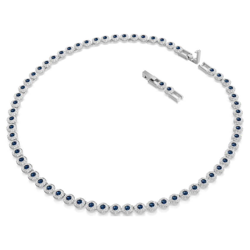 swarovski una angelic tennis necklace  round cut  blue  rhodium plated