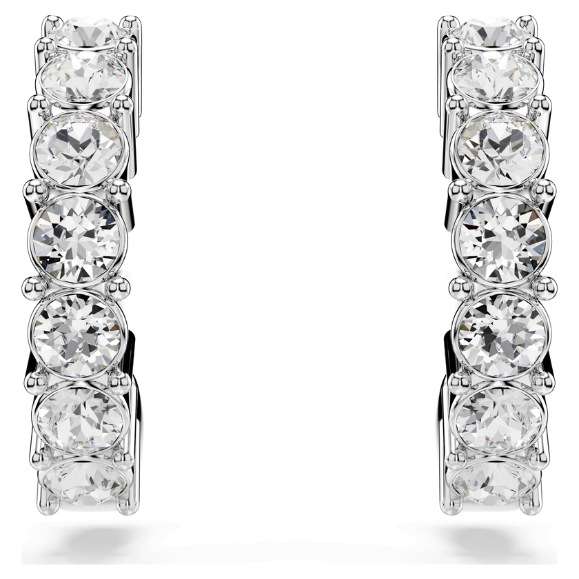swarovski mini hoop earrings  round cut  white  rhodium plated