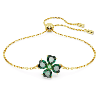 swarovski idyllia bracelet mixed cuts clover green gold tone plated