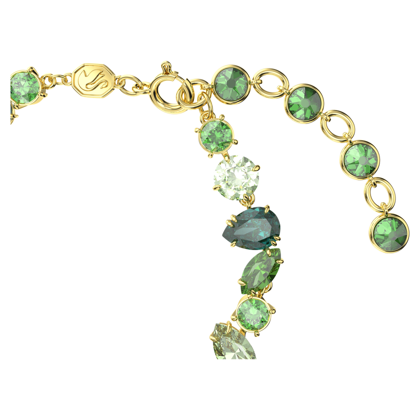 swarovski gema bracelet  mixed cuts  green  gold tone plated