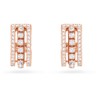 swarovski hyperbola hoop earrings  white  18k rose gold finish
