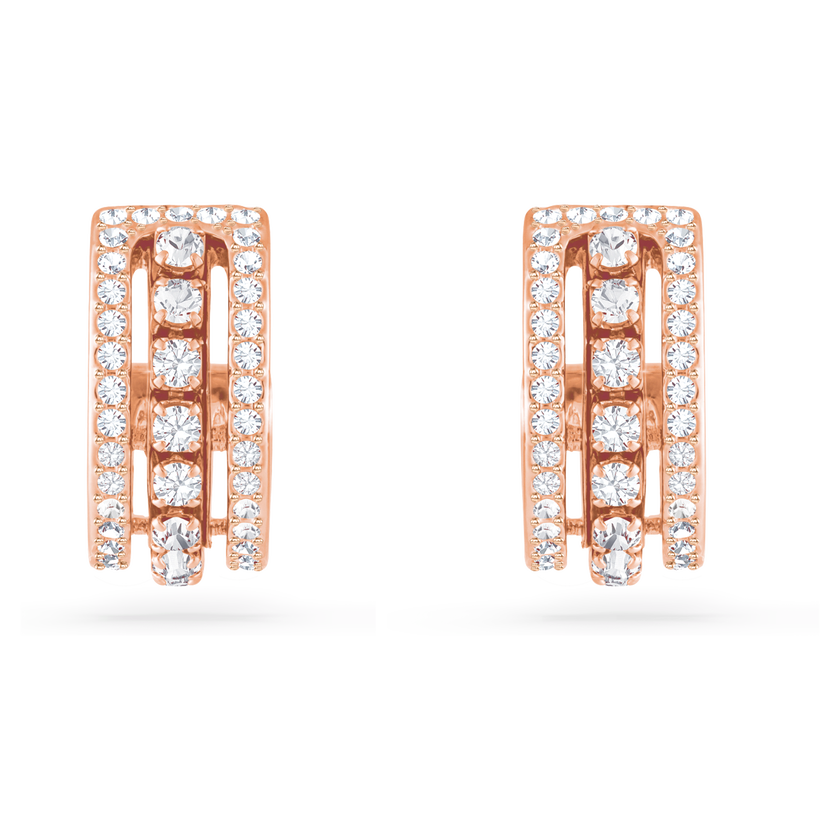 swarovski hyperbola hoop earrings  white  18k rose gold finish