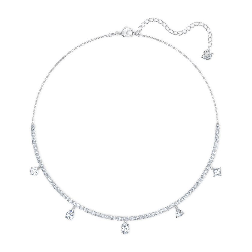 Tennis Deluxe Mixed Set, White, Rhodium plated