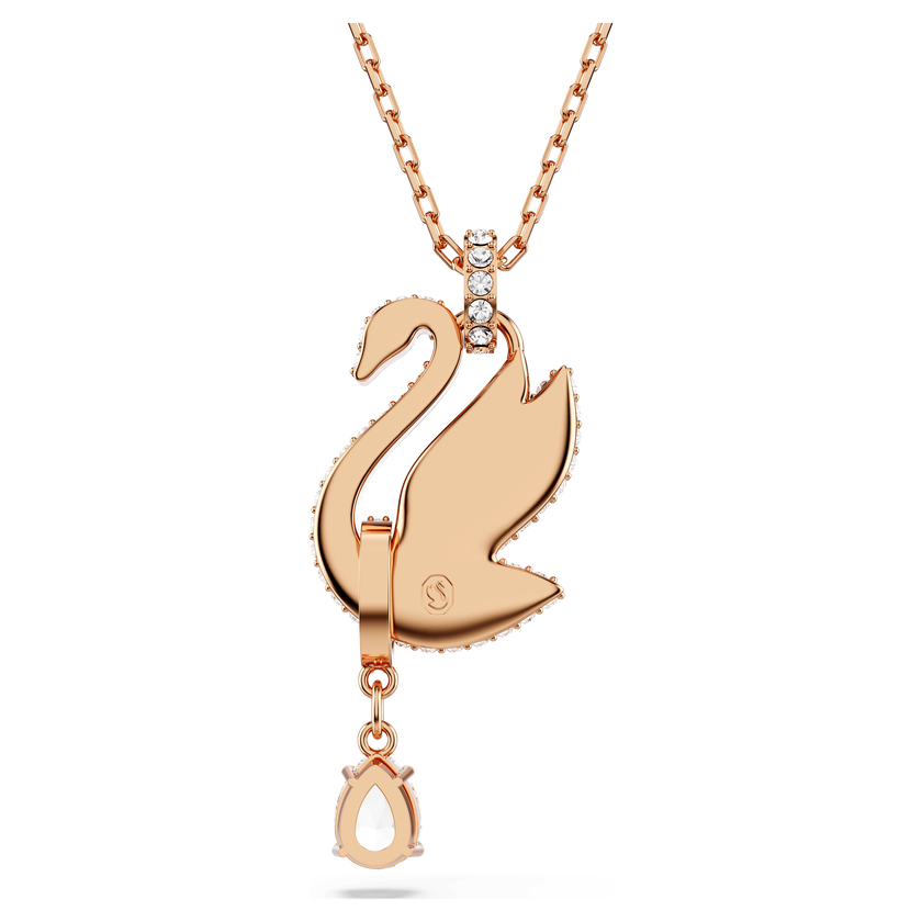 swarovski swan pendant  swan  black  rose gold tone plated