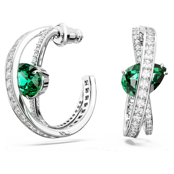 swarovski hyperbola hoop earrings  carbon neutral zirconia  mixed cuts  green  rhodium plated