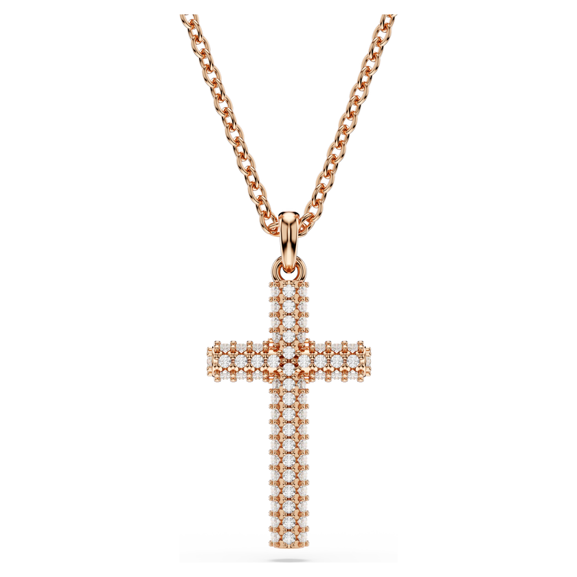 swarovski insigne pendant  cross  white  rose gold tone plated