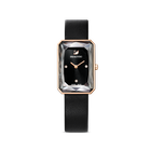 Uptown Watch, Leather strap, Black, Rose-gold tone PVD