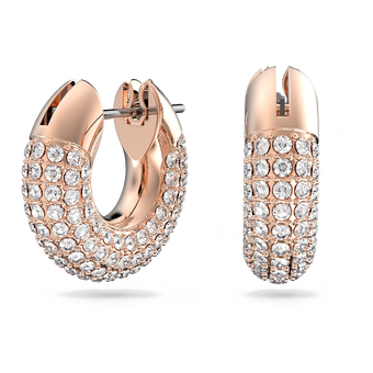 swarovski dextera hoop earrings  small  white  18k rose gold finish
