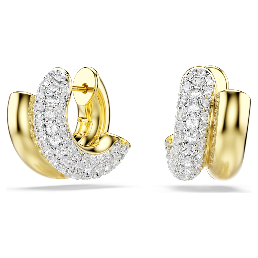 swarovski dextera hoop earrings  round cut  mini  white  gold tone plated