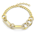 Dextera necklace, Pavé, Statement, Mixed links, Large, White, Gold-tone plated