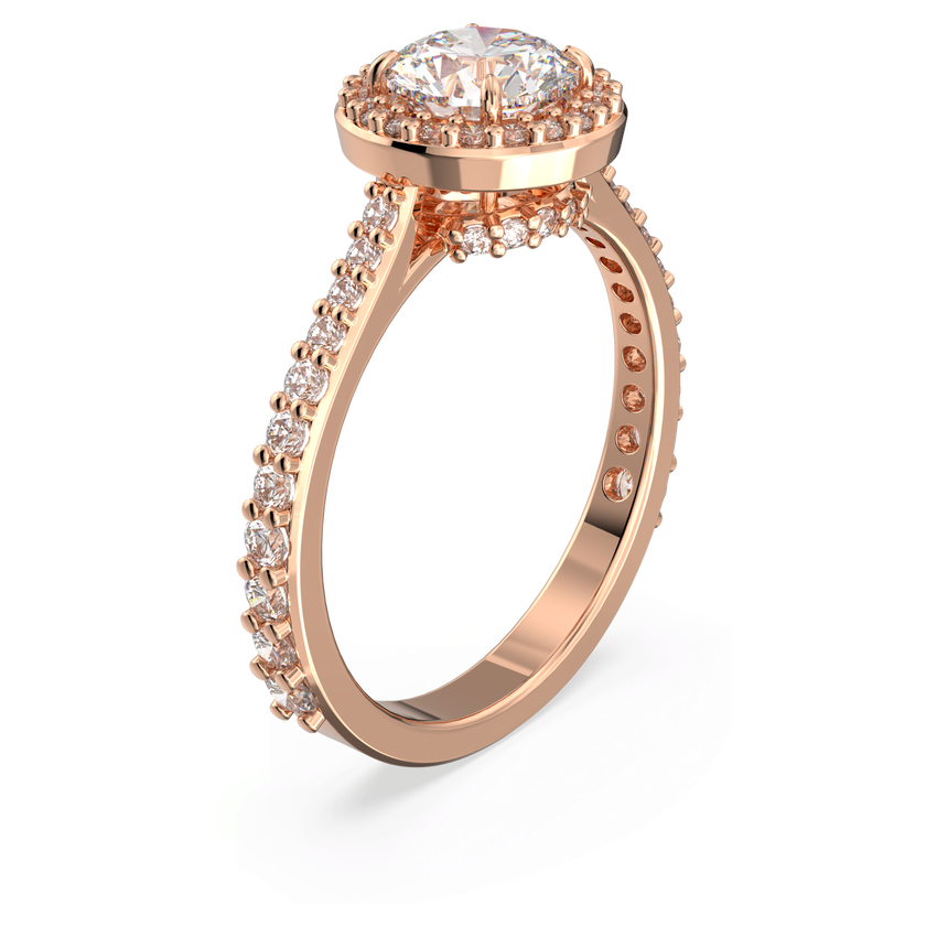 swarovski una angelic cocktail ring  round cut  pav   white  18k rose gold finish