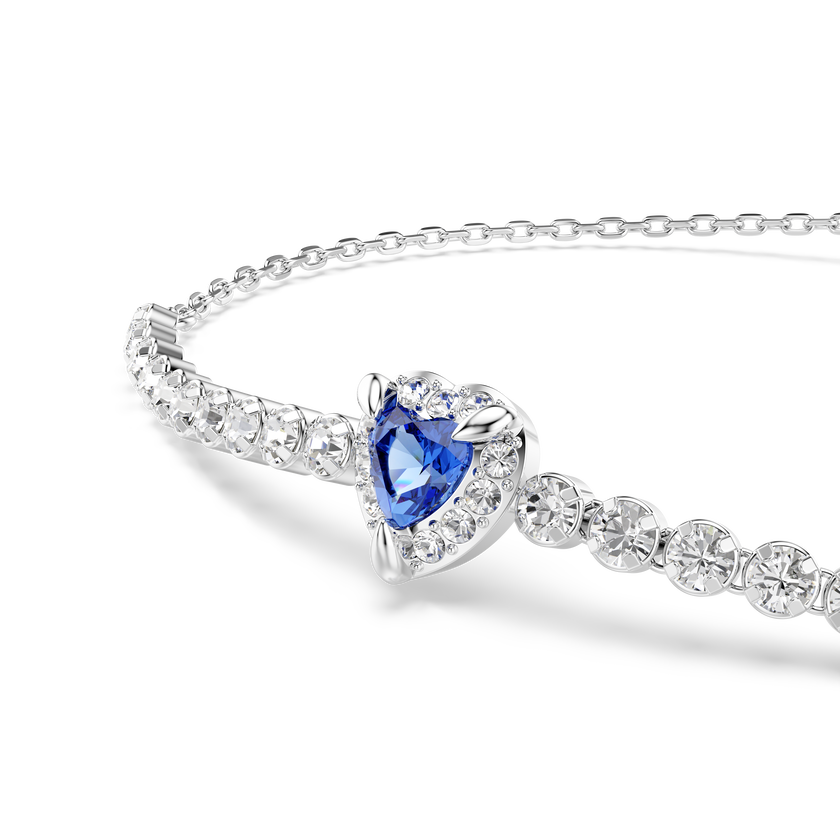 swarovski one bracelet  mixed cuts  heart  blue  rhodium plated