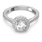 Constella cocktail ring, Round cut, Pavé, White, Rhodium plated