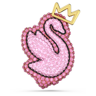 Pop Swan brooch, Swan, Pink, Gold-tone plated