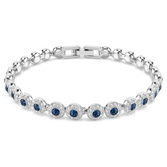 swarovski una angelic tennis bracelet round cut blue rhodium plated