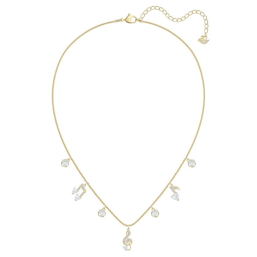 Pleasant Necklace, White, Gold-tone plated
