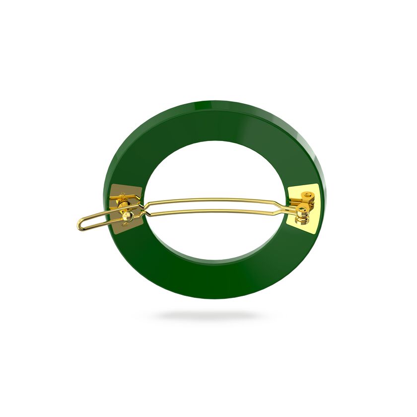 Chroma Hair clip, Green, Gold-tone plated