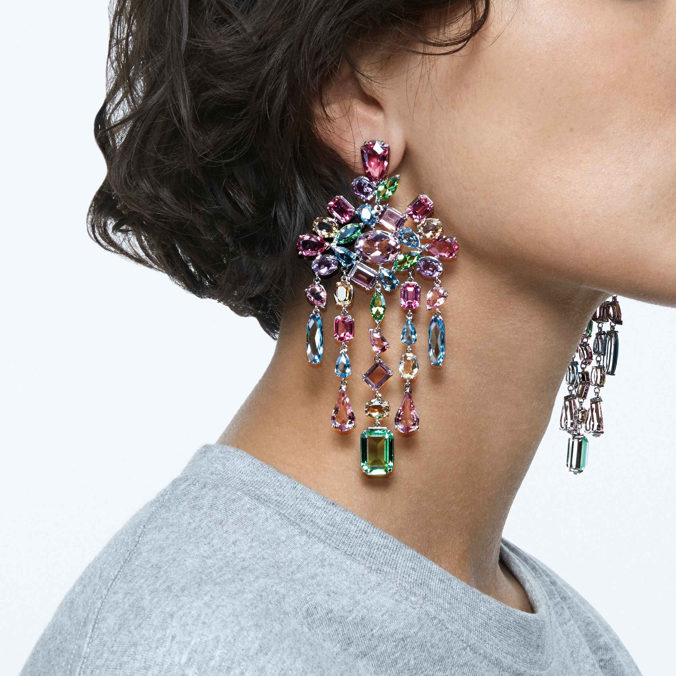 Multi colored chandelier earrings sales