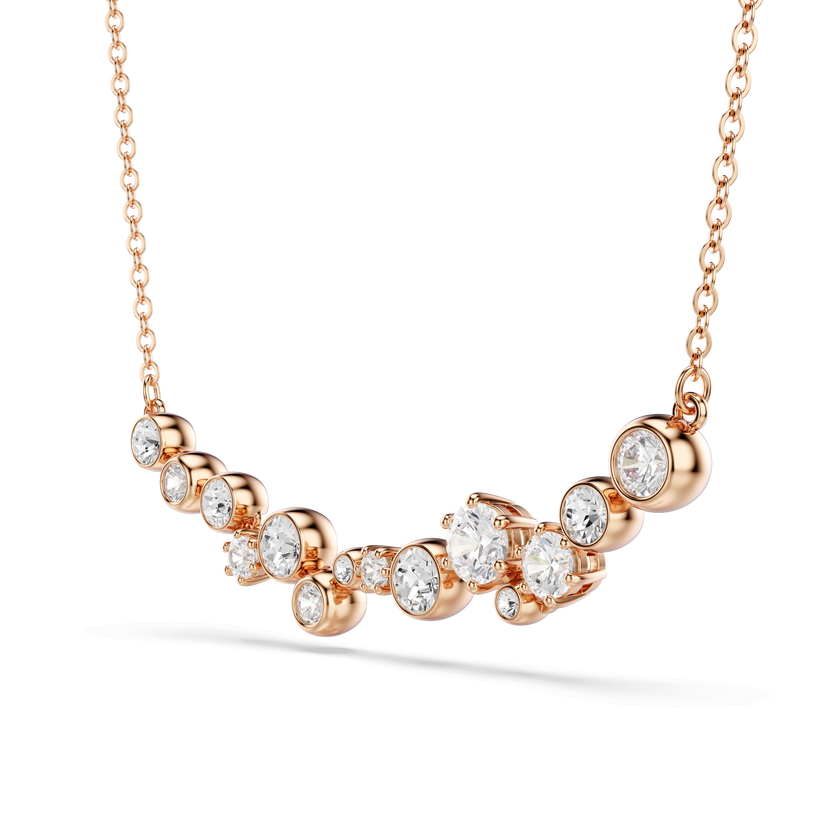 swarovski constella necklace  round cut  white  18k rose gold finish