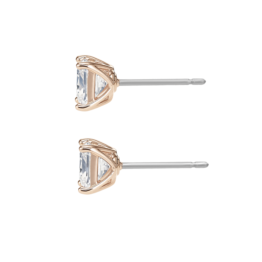 Attract Pierced Earrings, White, Rose-gold tone plated