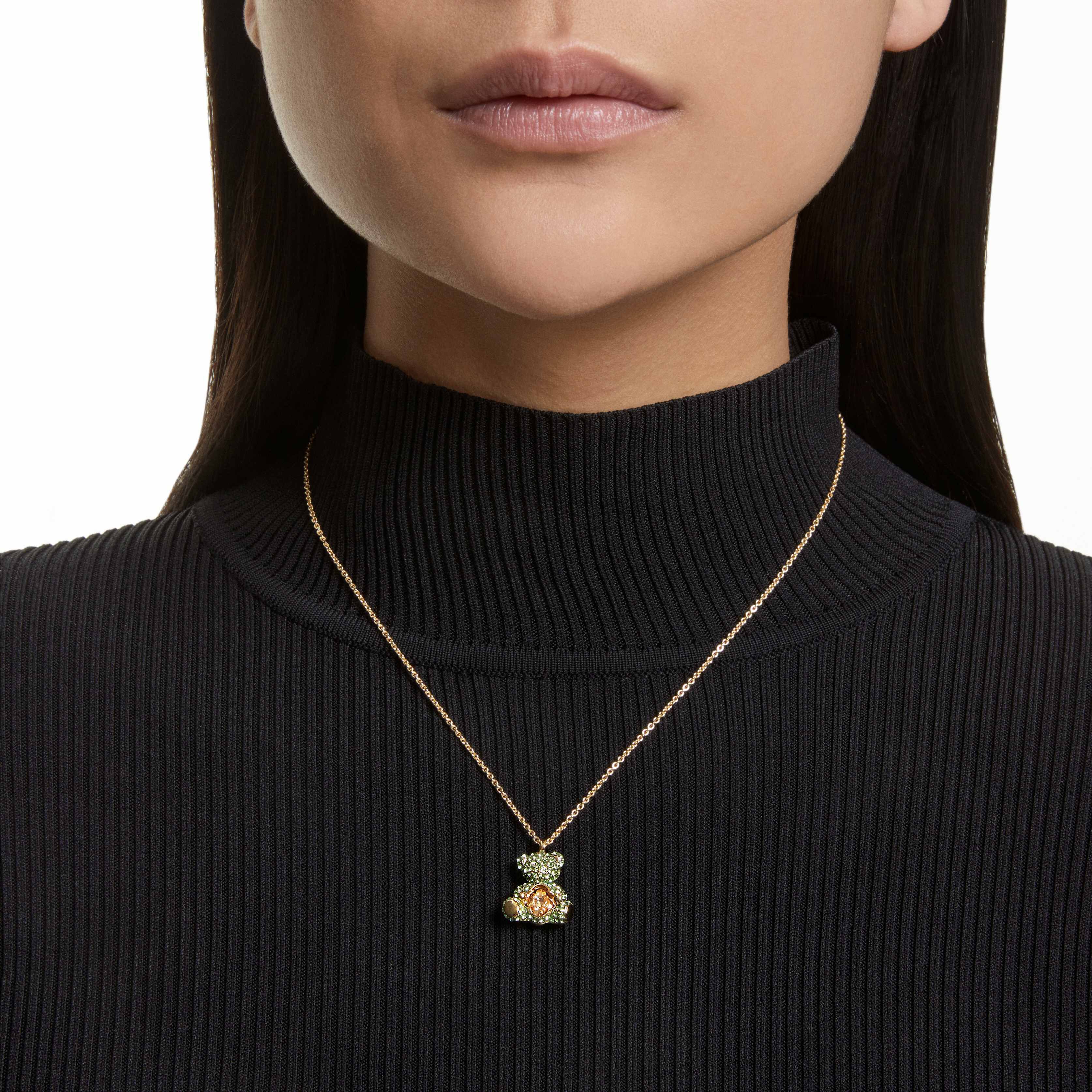 Buy Swarovski Teddy pendant Green Gold tone plated