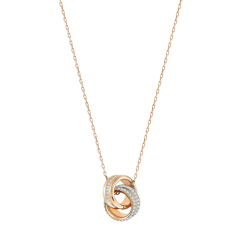 Further Pendant, Small, White, Rose Gold Plated