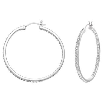 swarovski sommerset hoop earrings  white  rhodium plated