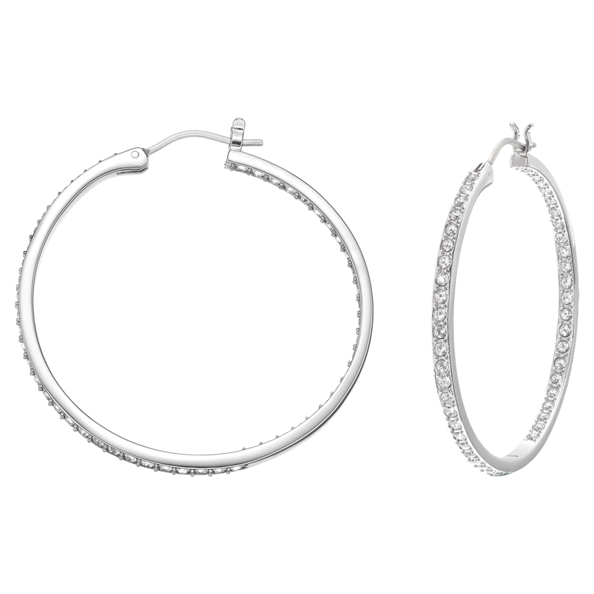 swarovski sommerset hoop earrings  white  rhodium plated