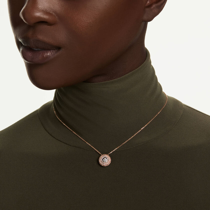 swarovski sublima pendant  round cut  white  18k rose gold finish