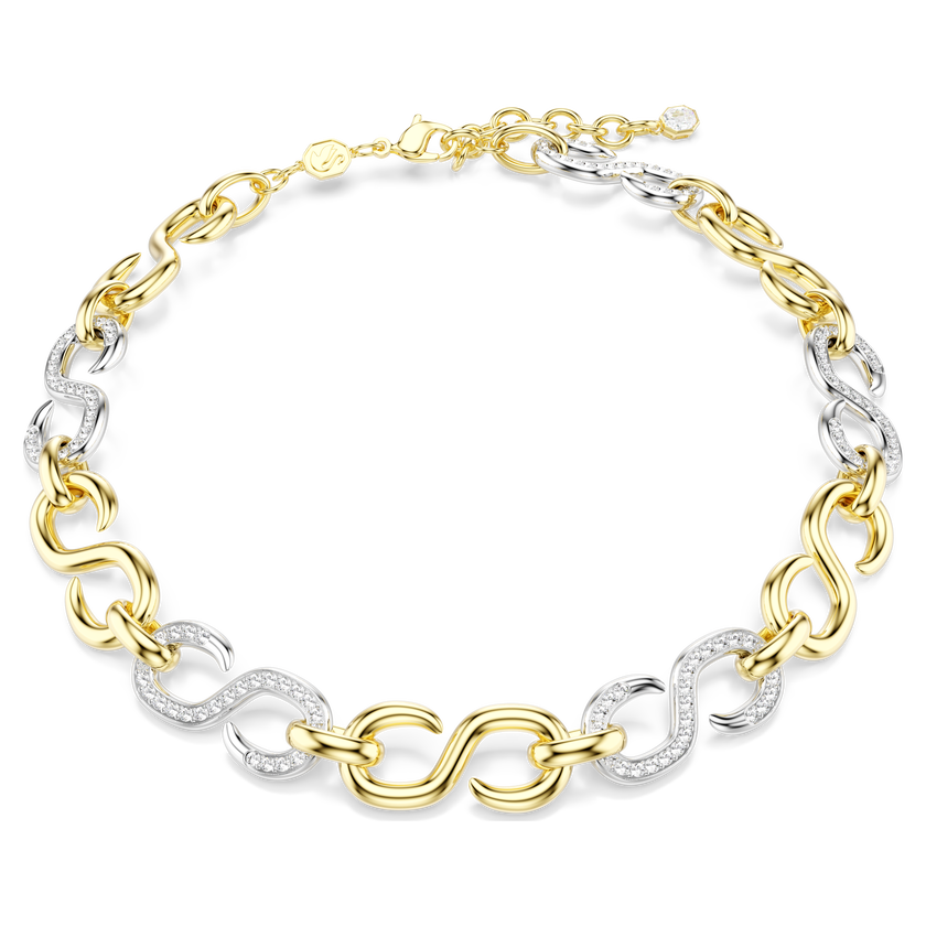 swarovski dextera necklace  round cut  chain  white  mixed metal finish
