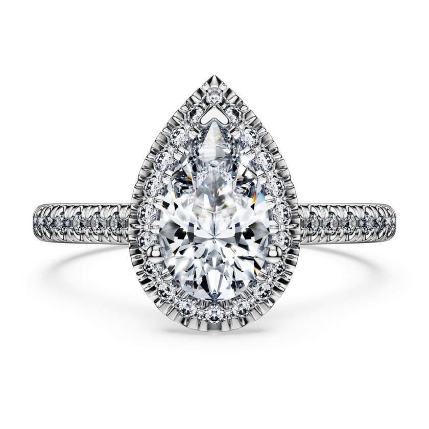 swarovski eternity halo solitaire ring  lab grown diamonds 1 3 ct tw  pear shape  18k white gold