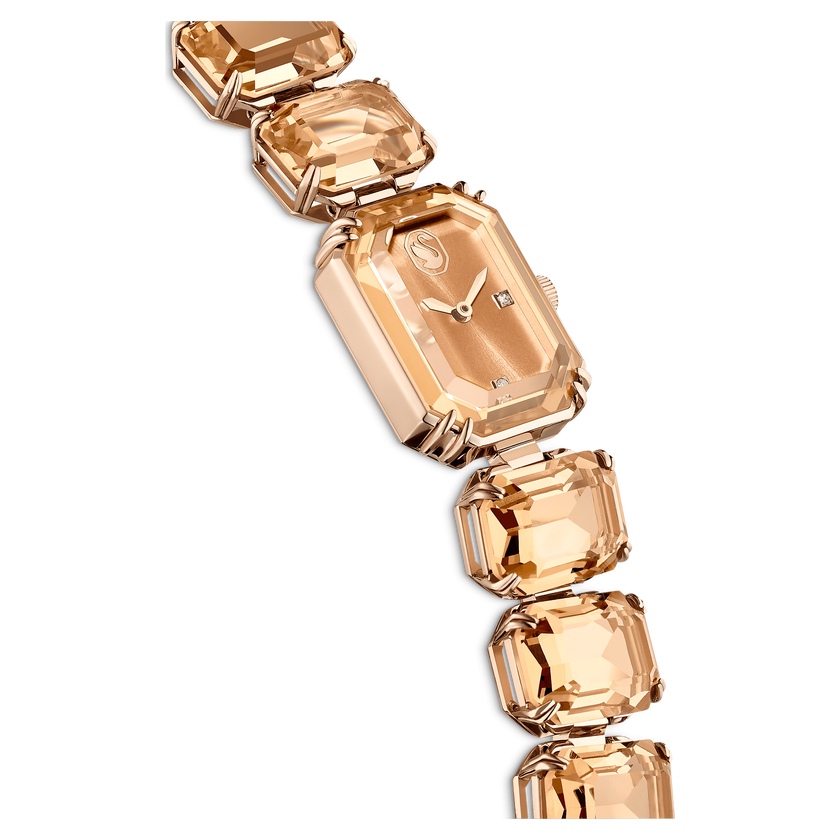 swarovski watch  octagon cut bracelet  brown  champagne gold tone finish