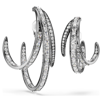 swarovski the vienna collection ear cuff set 3 feather white ruthenium plated