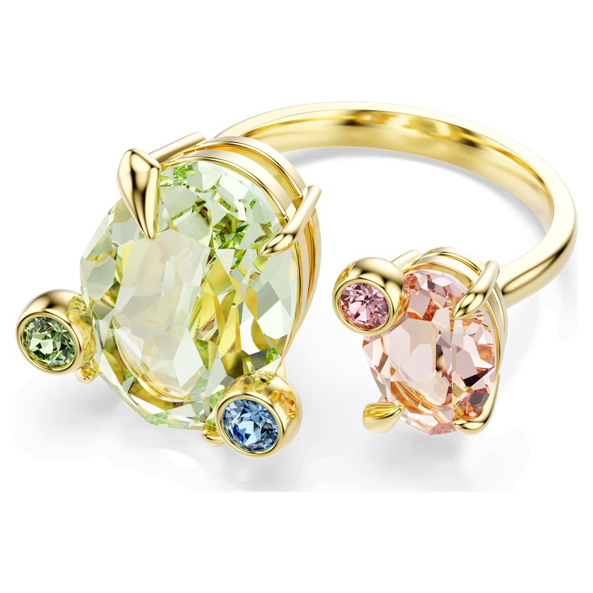 swarovski gema ring  set  3   mixed cuts  multicolored  gold tone plated