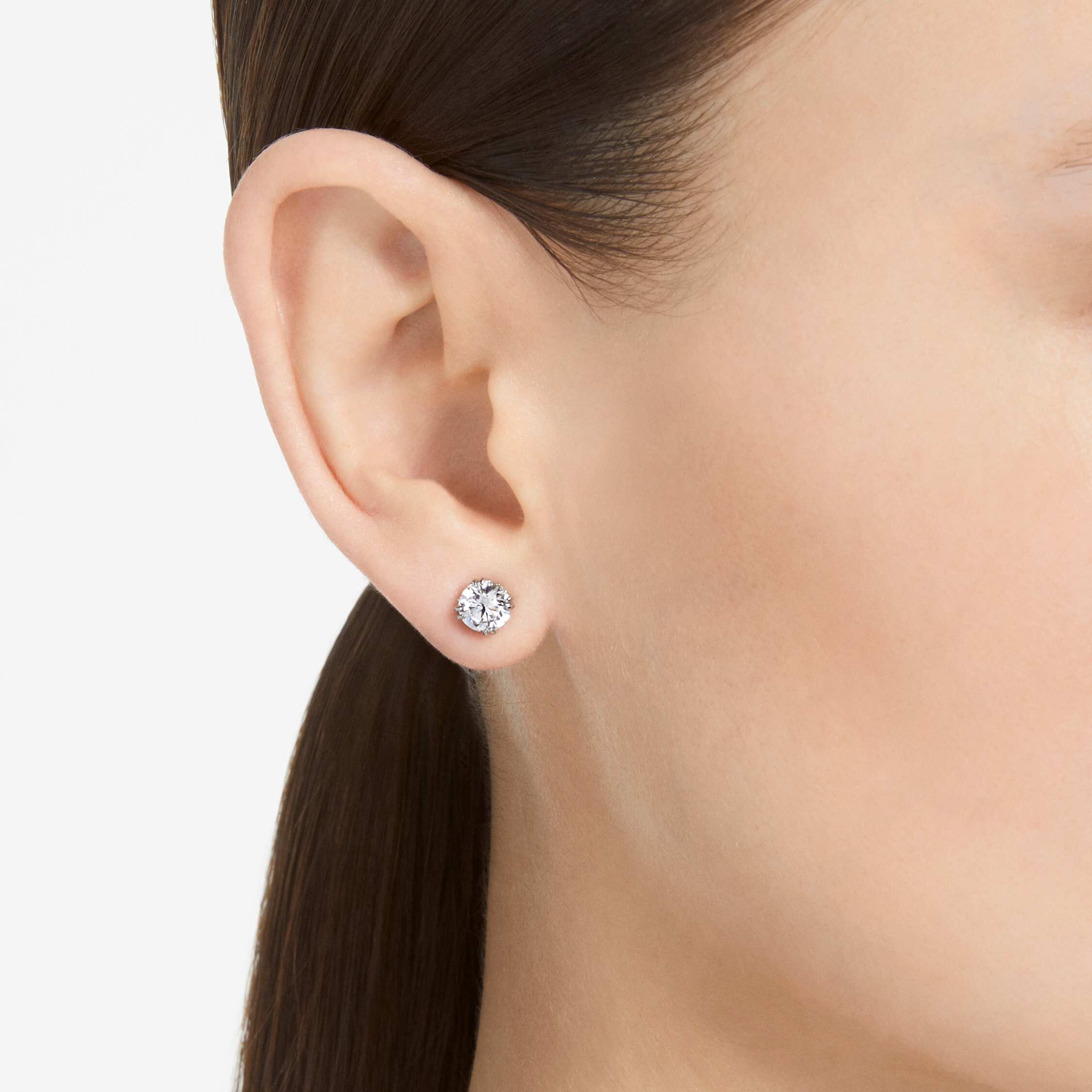Round white hot sale earrings