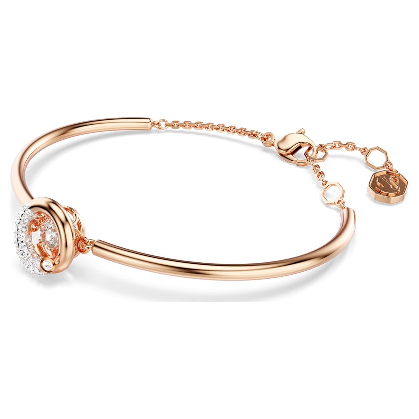 swarovski dextera bangle  round cut  white  rose gold tone plated