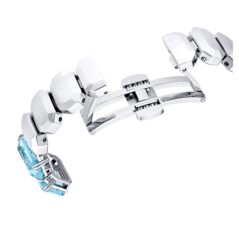 swarovski watch  octagon cut bracelet  blue  stainless steel