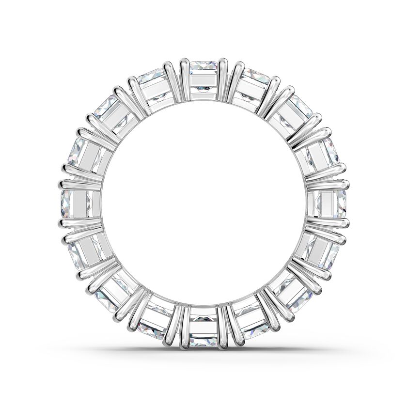 Vittore Wide Ring, White, Rhodium plated