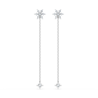 Magic Chain Pierced Earrings, White, Rhodium plated