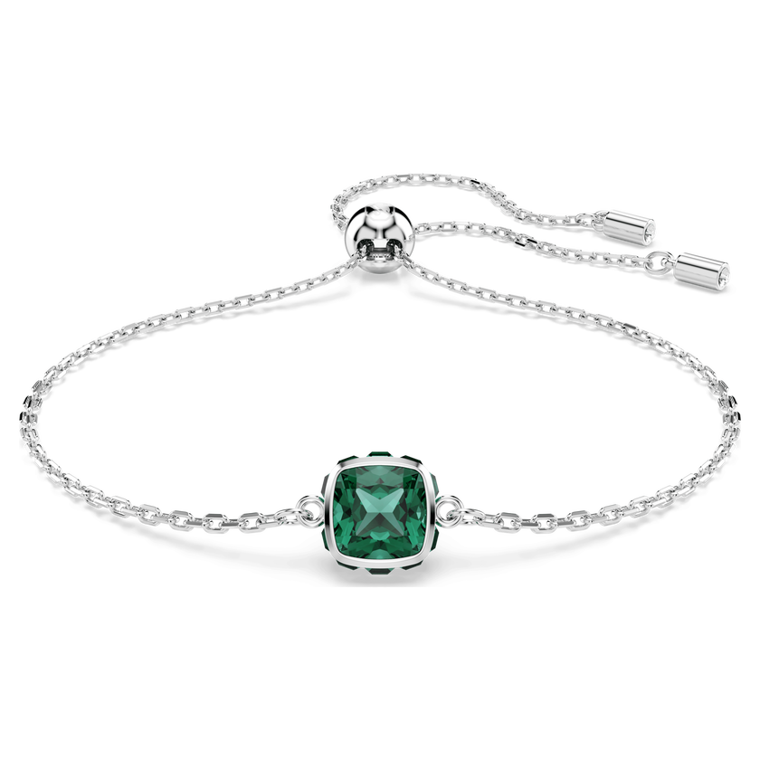 swarovski birthstone bracelet  square cut  may  green  rhodium plated