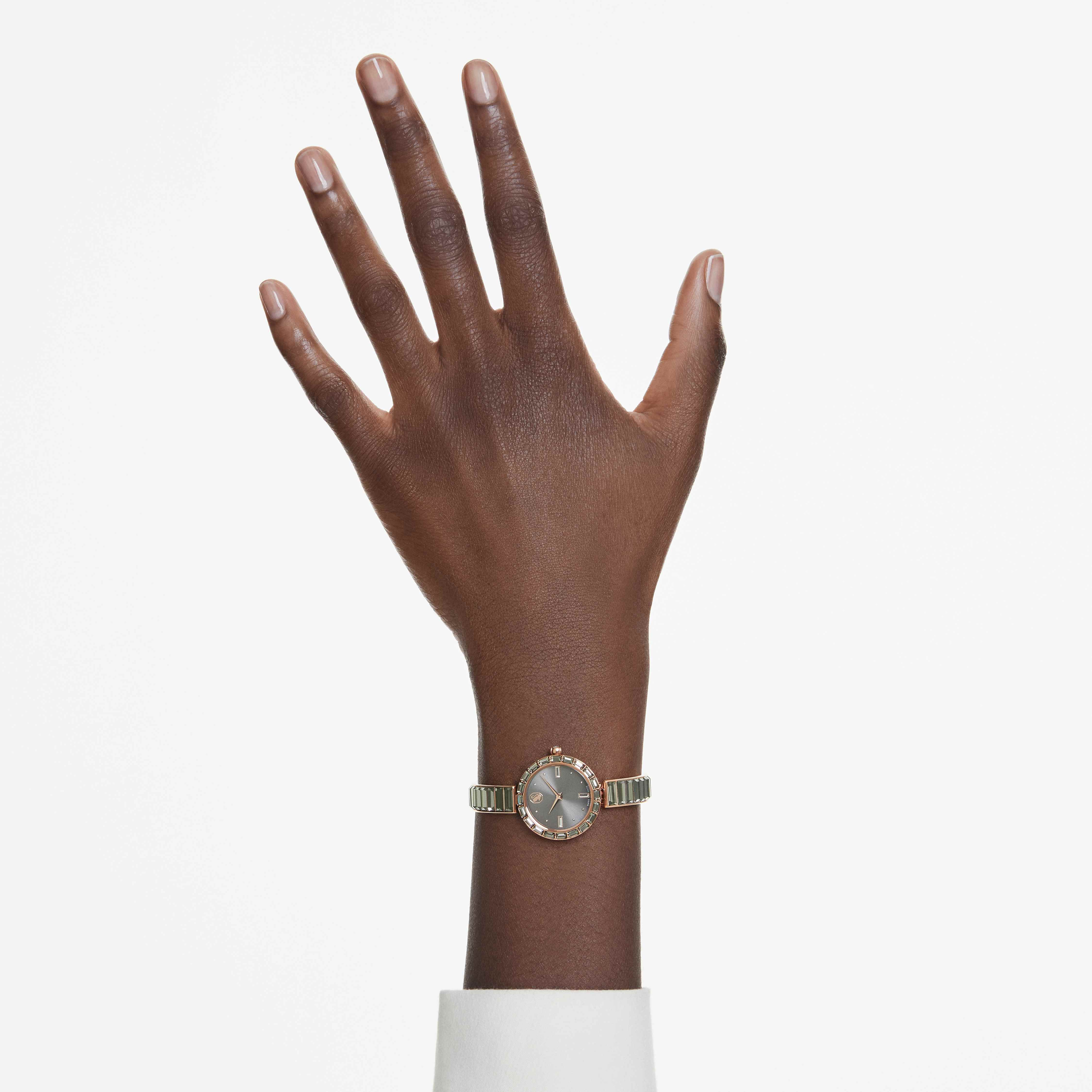 Matrix Bangle watch Swiss Made Crystal bracelet Gray Rose gold tone finish