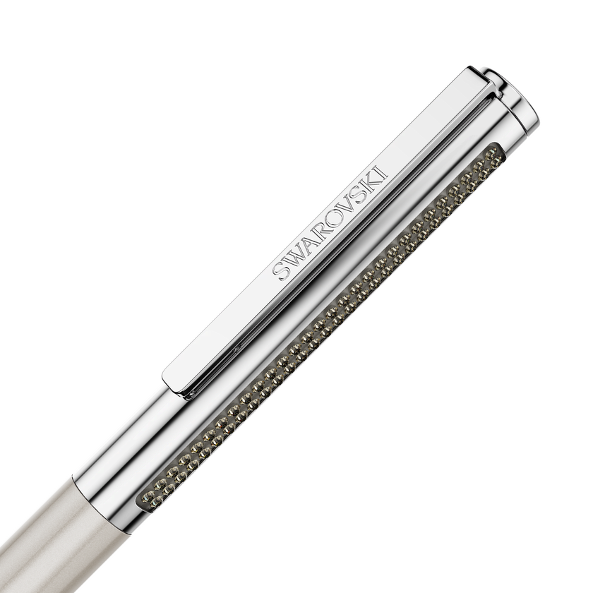 swarovski matrix tennis ballpoint pen  beige lacquered  chrome plated