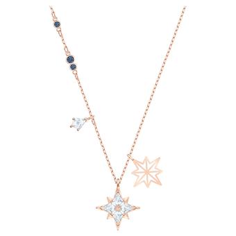swarovski symbolic pendant  star  white  rose gold tone plated