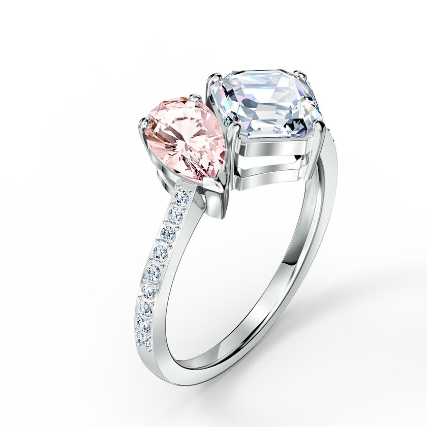 Attract Soul Ring, Pink, Rhodium plated